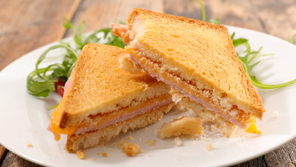 toasted bread with cheese and ham