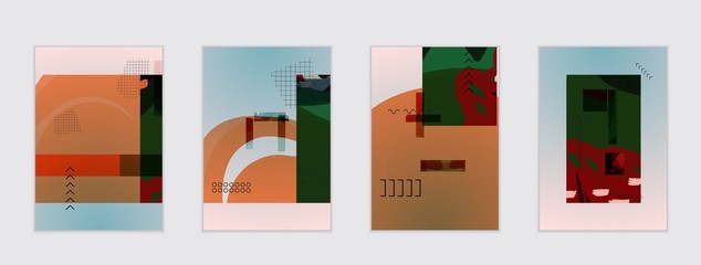Fototapeta premium Set of artistic abstract universal card templates