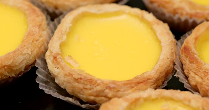 Stack of egg tart in rotation