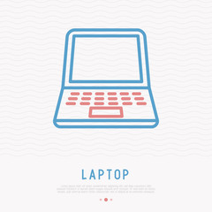 Opened laptop thin line icon. Modern vector illustration of notebook. © AlexBlogoodf