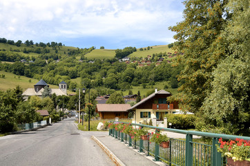 Fototapeta na wymiar Village of Bernex, commune in the Haute-Savoie department in the Rhône-Alpes region in south-eastern France