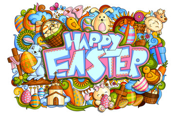 Doodle for Happy Easter celebration background