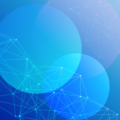 Geometric abstract background with connected line and dots. Structure molecule and communication. Scientific concept for your design. Medical, technology, science background. illustration.