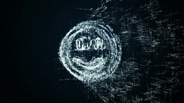 Joy logo, design consisting of digit code and symbol. Abstract joy icon in computer network