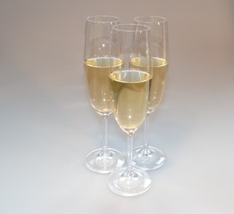 Glasses of wine on the table.