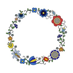 Traditional, modern Polish - Kashubian floral folk decoration vector 