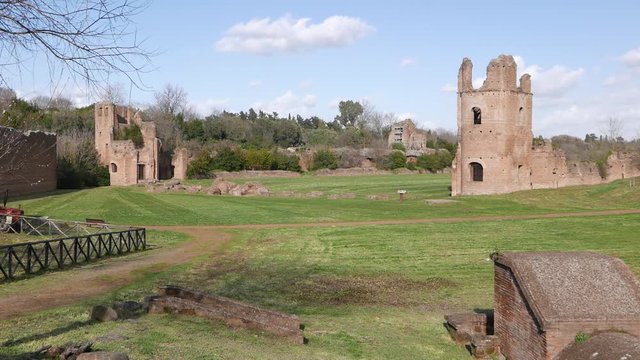 Villa di Massenzio, Roman ruins along ancient  road via Appia, Rome, Italy