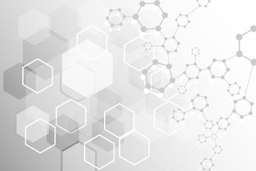 Geometric abstract background with connected line and dots. Structure molecule and communication. Scientific concept for your design. Medical, technology, science background. illustration.