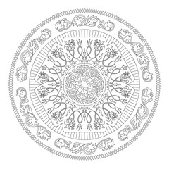 Mandala coloring page, for art therapy and meditation.