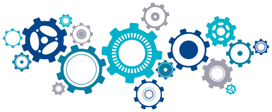Linked Cogwheels Design - Vector Illustration