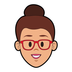 Young woman face cartoon vector illustration graphic design