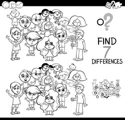 differences game with children coloring book