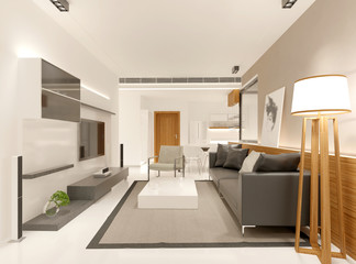 3d render of luxury living room