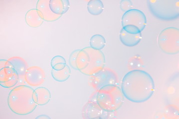 Abstract colorful soap bubbles flaoting background