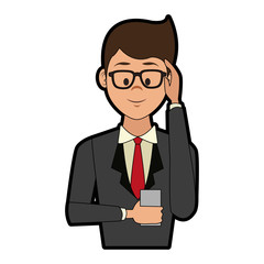 Businessman on phone vector illustration graphic design