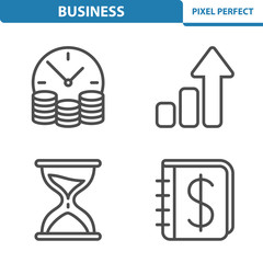 Business Icons. Professional,pixel perfect icons depicting various business concepts. EPS 8 format.