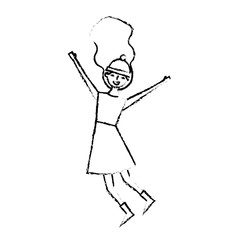 woman happy character with warm clothes season vector illustration sketch image