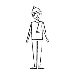 happy man character male in the casual clothes warm vector illustration sketch image