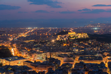 Fototapeta na wymiar cityscape of Athens at night, Greece