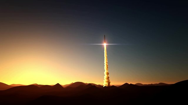 rocket start on sunset