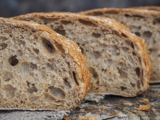 ciabatta bread on a wooden table