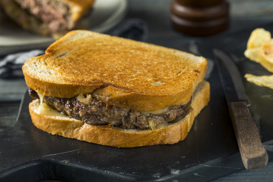 Homemade Cheesy Patty Melt Sandwich