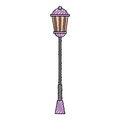 vintage lamp post street light vector illustration drawing color image
