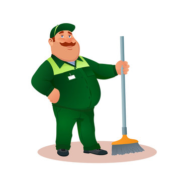 janitor cleaning cartoon