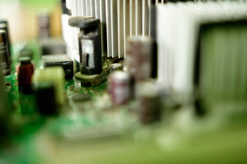 Intricate circuit board of computer. Circuit Components