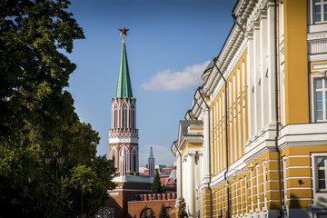 Exploring the clock towers and ornate exteriors of the Kremlin and Red Square in Moscow, Russia.