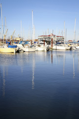 Fototapeta premium Harbor waterfront on a vibrant summer day