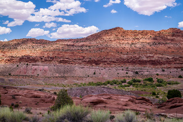Lifeless mountain desert landscape in Arizona. Journey to the Southwest of the USA