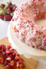 Beautiful Glazed Strawberry Bunt Cake