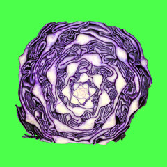 Half red cabbage isolated on white background