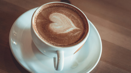 Hot Latte Coffee With Heart Shape