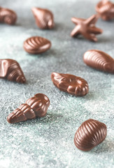 Chocolate candies in the shape of seafood