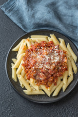 Portion of penne with arrabbiata sauce