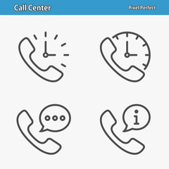Call Center Icons. Professional, pixel perfect icons depicting various call center and customer service concepts. EPS 8 format.