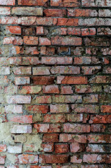 Dirty old wall with red brick