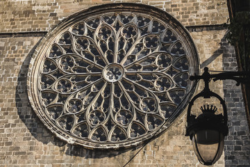 Typical rosette of a church in Barcelona, Spain.
