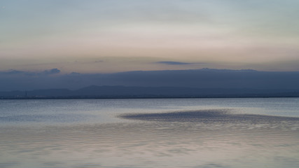 Beautiful colorful sunset on the lake near Valencia