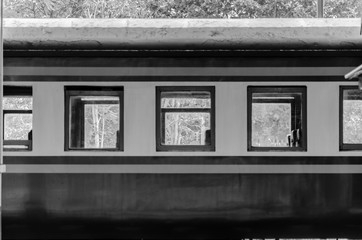 train without people,black and white pictures