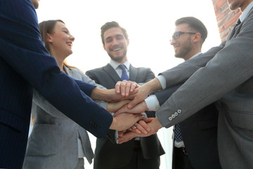 Group of Friends with Hands in Stack, Teamwork
