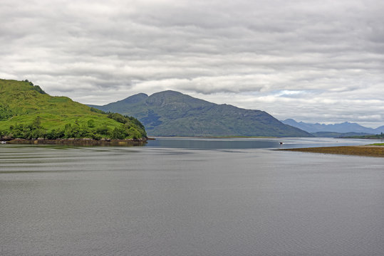 Loch Alsh vista from Eilean Donan Castle in the western Highlands of Scotland, U.K.