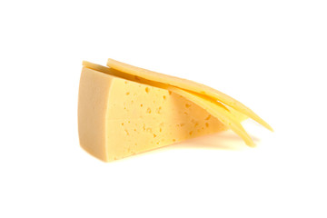 slice of cheese sliced isolated on white background