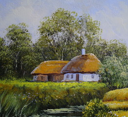 Oil paintings, fine art. Village. rural landscape