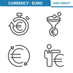 Euro Icons, Professional, pixel perfect icons depicting various Euro currency concepts. EPS 8 format.