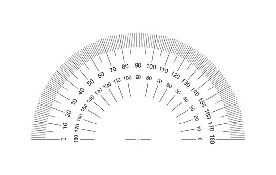 Protractor. Protractor grid for measuring degrees. Tilt angle meter. Measuring tool. AI10