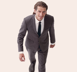 successful businessman goes forward