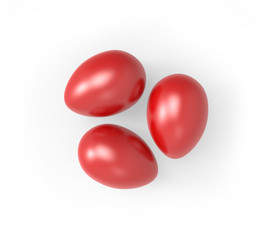 Easter red eggs isolated on white. Top view. 3D illustration